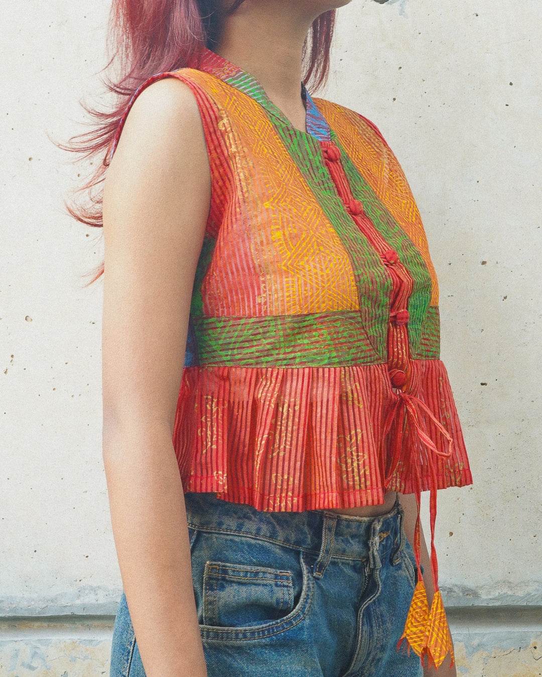 Multi Colored Saree Top - Arka Studio