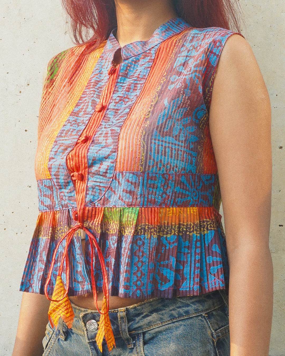 Multi Colored Saree Top - Arka Studio