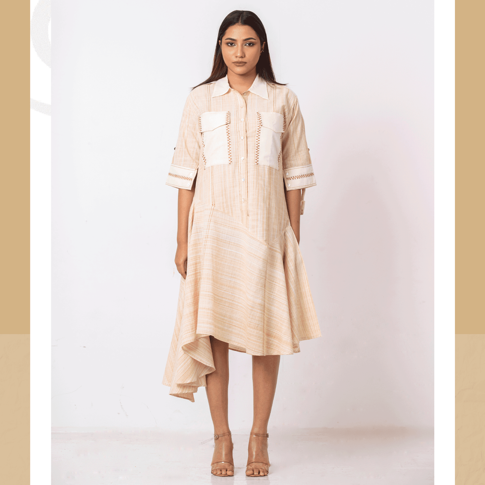 Chic Beige Midi Dress - Arka Studio