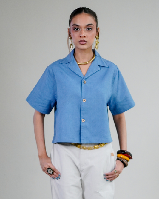 Heritage Cropped Shirt Blue
