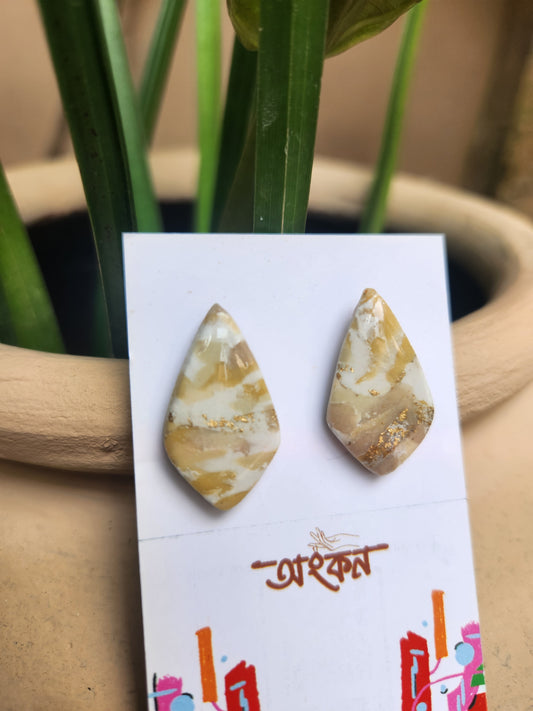 Cream Faux Jade Earring