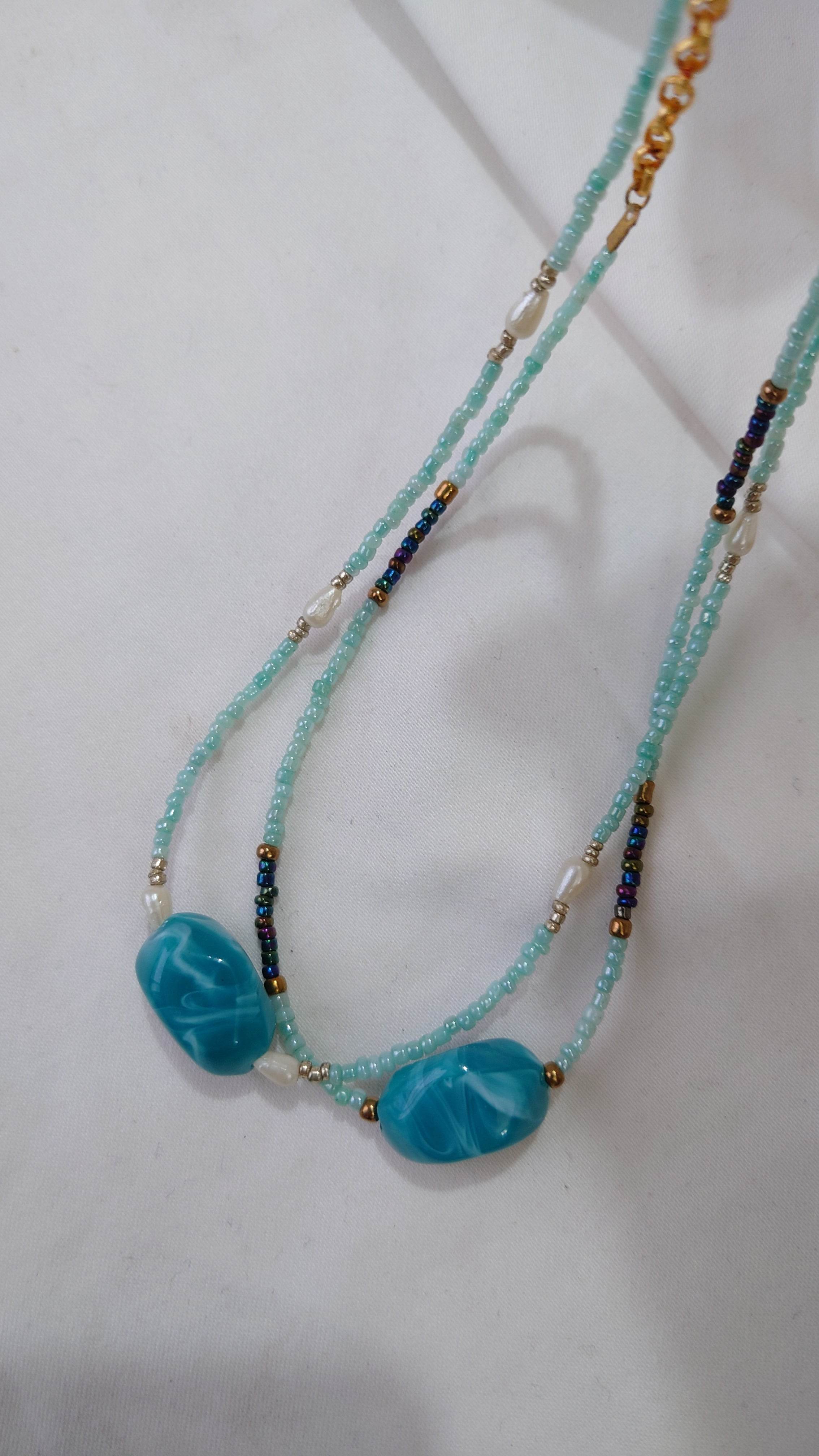 Blue Stone Beaded Neckpiece - Arka Studio