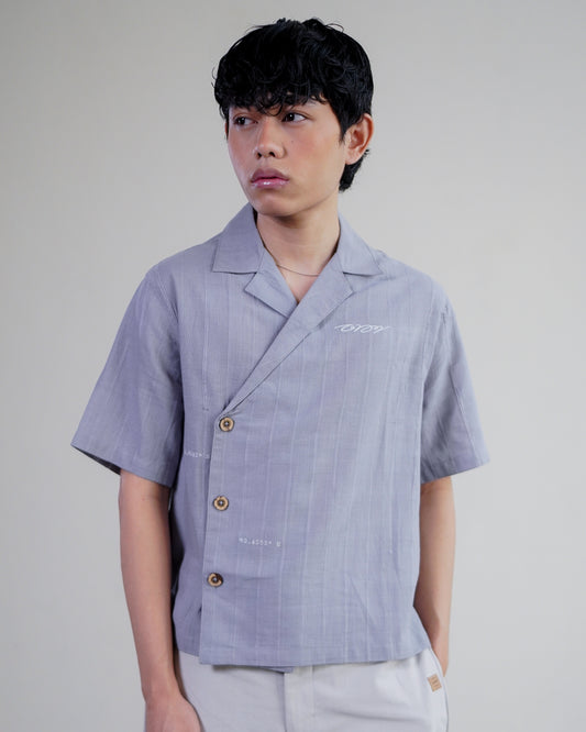 Double Vest Khadi Shirt Gray