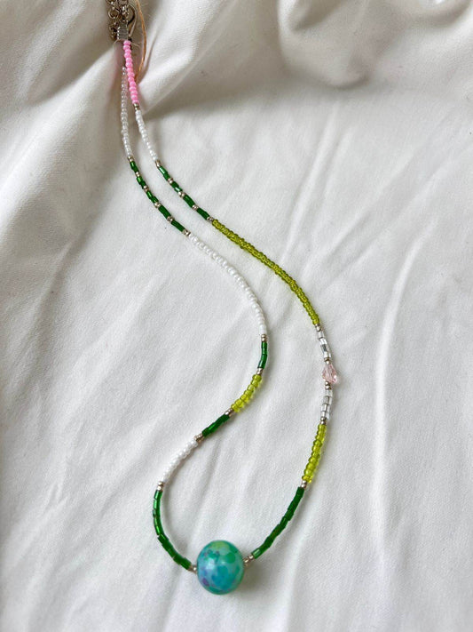 Green Jade Stone Beaded Neckpiece - Arka Studio