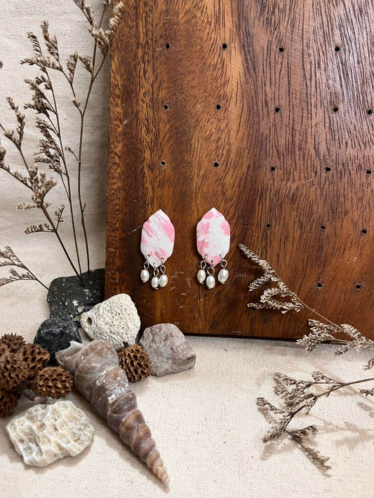 Pink White Jade Earring - Arka Studio