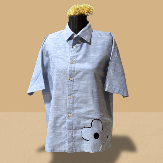 Powder Blue Drop-Shoulder Unisex Cotton Shirt - Arka Studio