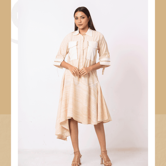 Chic Beige Midi Dress - Arka Studio