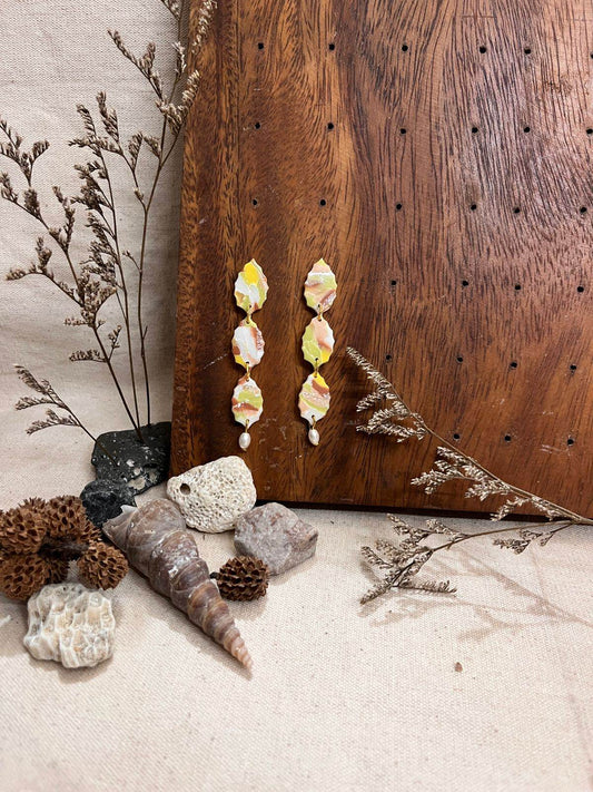 Yellow Jade Leaf Earrings - Arka Studio
