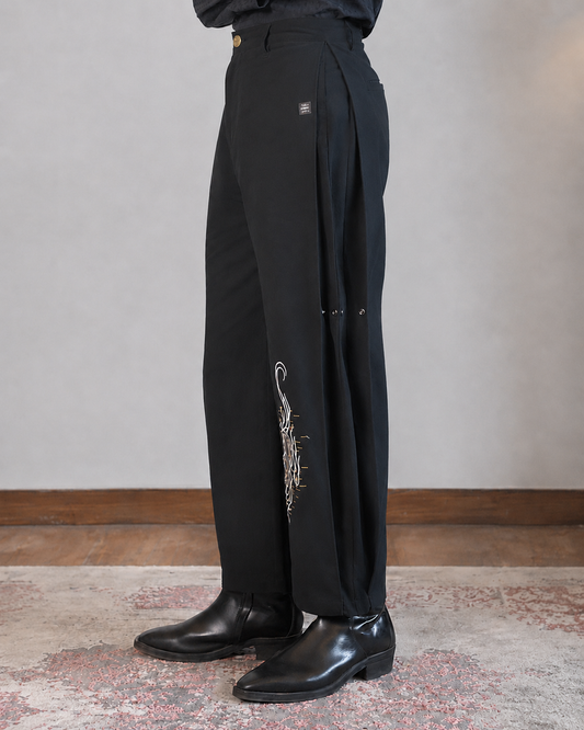 Urban Tiger Embroidery Pants Black